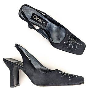 Calderone Black Heels Slingback Size 10